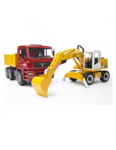Mezzo cantiere Bruder 02751 LIEBHERR Camion Man e Escavatore