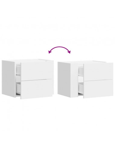 Comodini a Muro 2 pz Bianchi 45x30x35 cm