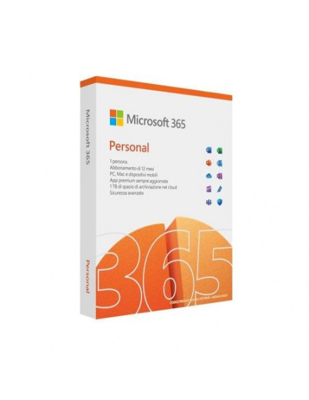 MICROSOFT 365 Personal Italian EuroZone Subscr 1YR Medialess P10 1 utente - 5PC/MAC + 5 SMARTPHONE + 5 TABLET QQ2-01746