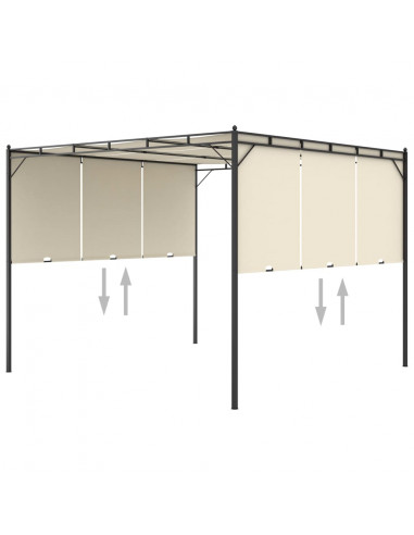 Gazebo da Giardino con Tenda Laterale 3x3x2,25m Crema