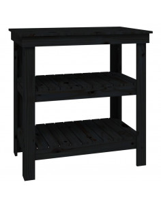 Banco da Lavoro Nero 78,5x50x80 cm in Legno Massello di Pino 2