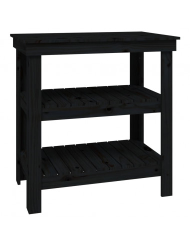 Banco da Lavoro Nero 78,5x50x80 cm in Legno Massello di Pino
