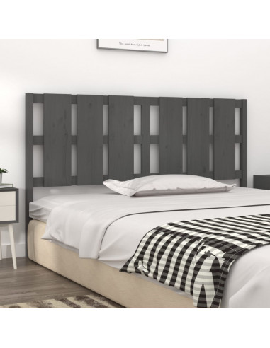 Testiera per Letto Grigia 185,5x4x100 cm Legno Massello di Pino