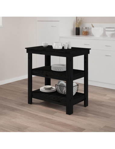 Banco da Lavoro Nero 78,5x50x80 cm in Legno Massello di Pino