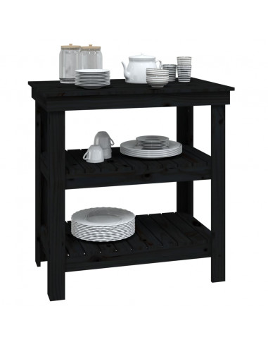 Banco da Lavoro Nero 78,5x50x80 cm in Legno Massello di Pino