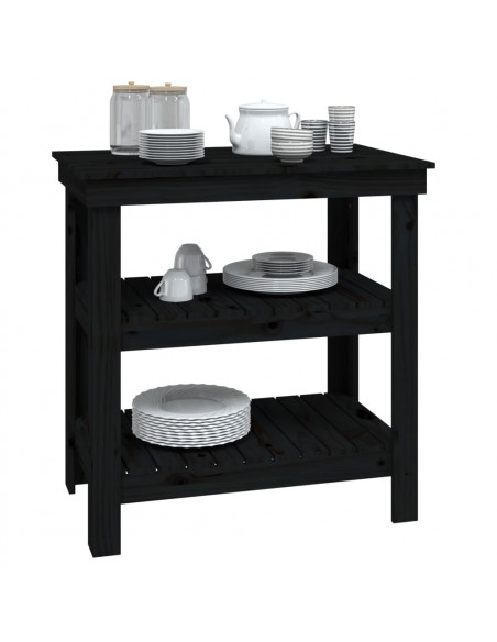 Banco da Lavoro Nero 78,5x50x80 cm in Legno Massello di Pino