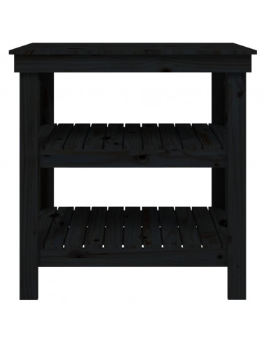 Banco da Lavoro Nero 78,5x50x80 cm in Legno Massello di Pino