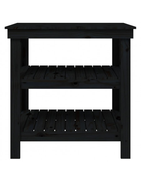Banco da Lavoro Nero 78,5x50x80 cm in Legno Massello di Pino