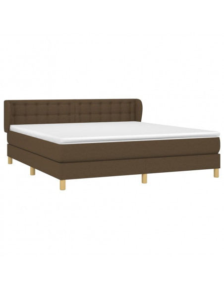 Giroletto a Molle con Materasso Marrone Scuro 180x200cm Tessuto