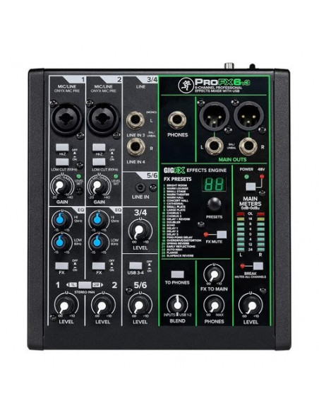 Mixer disc jockey Mackie 637027 PROFXV3 SERIES 6 Canali Black Black