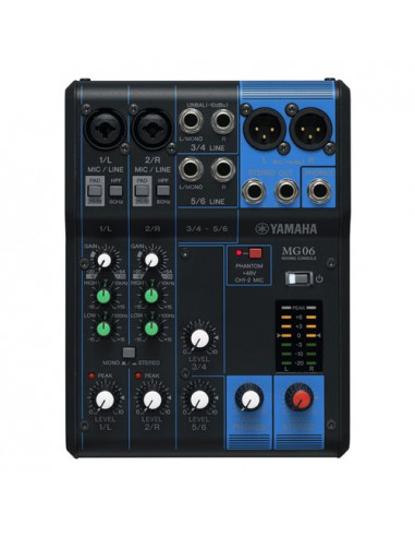 Mixer disc jockey Yamaha MG06 MG SERIES 6 Canali Black Black