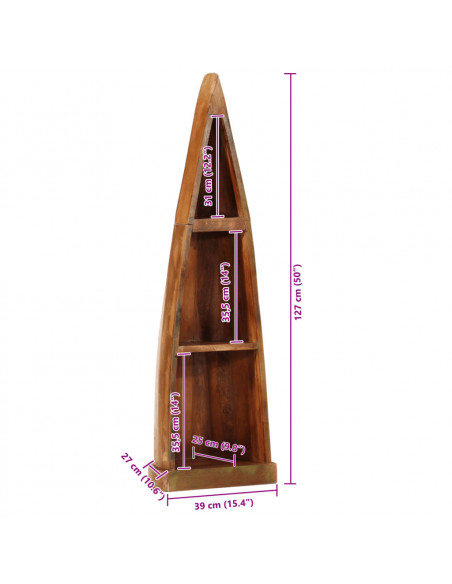 Mobile a Barca 39x27x127 Legno Massello di Recupero