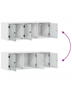 Mobile a Muro con Ante in Vetro Bianco 102x37x35 cm