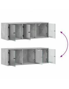 Mobile a Muro con Ante in Vetro Grigio Cemento 102x37x35 cm