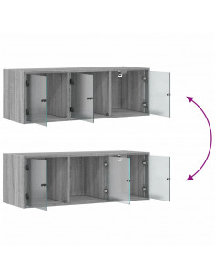 Mobile a Muro con Ante in Vetro Grigio Sonoma 102x37x35 cm