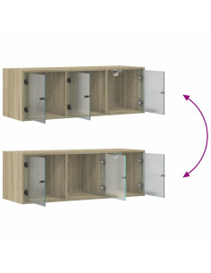 Mobile a Muro con Ante in Vetro Rovere Sonoma 102x37x35 cm