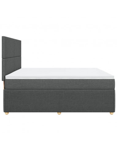 Giroletto a Molle con Materasso Grigio Scuro 200x200 cm Tessuto