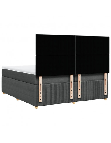 Giroletto a Molle con Materasso Grigio Scuro 200x200 cm Tessuto