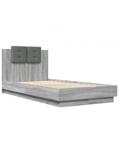 Giroletto con Testiera Grigio Sonoma 75x190cm Legno Multistrato