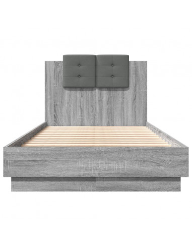 Giroletto con Testiera Grigio Sonoma 75x190cm Legno Multistrato