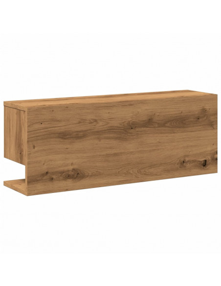 Mobile a Parete 80x20x30cm Rovere Artigianale Legno Multistrato
