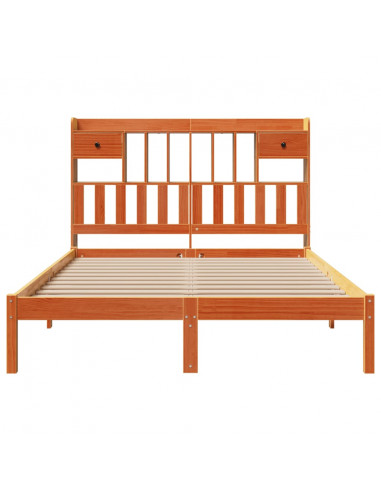 Letto Libreria senza Materasso Marrone Cera 140x190 cm in Pino