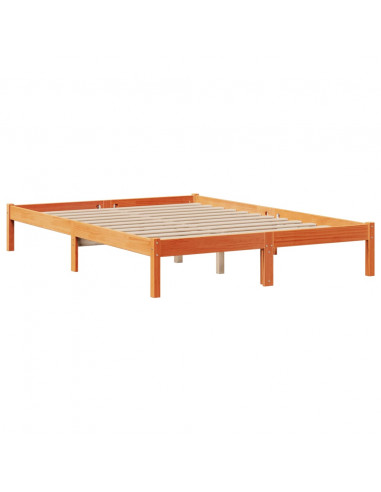 Letto Libreria senza Materasso Marrone Cera 140x190 cm in Pino