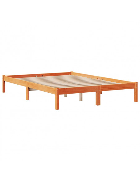 Letto Libreria senza Materasso Marrone Cera 140x190 cm in Pino
