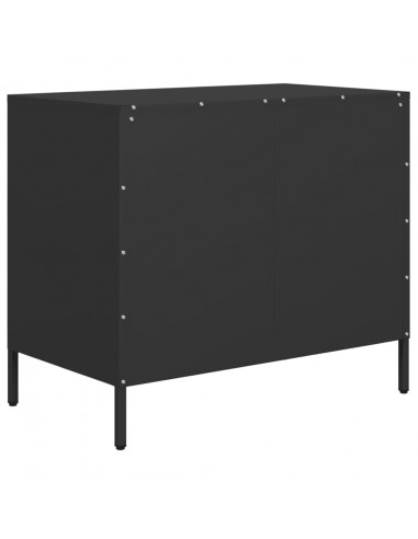 Credenza Nera 68x39x58,5 cm in Acciaio Laminato a Freddo