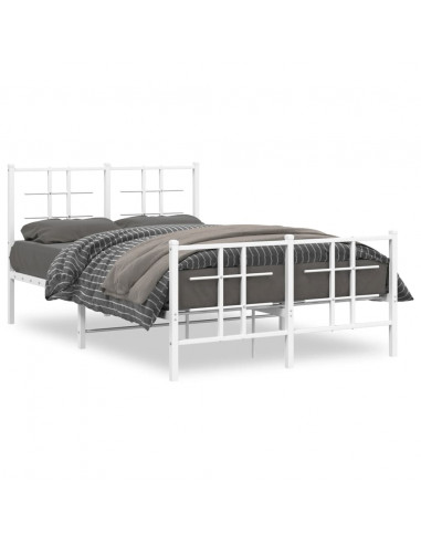 Giroletto con Testiera e Pediera Metallo Bianco 120x200 cm