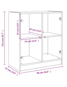 Mobile con Ante in Vetro Rovere Fumo 68x37x75,5 cm