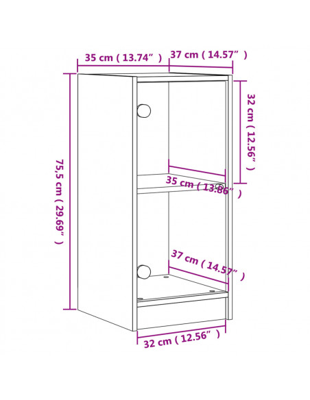 Mobile con Ante in Vetro Rovere Sonoma 35x37x75,5 cm