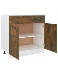 Mobile con Cassetto Rovere Fumo 80x46x81,5 cm Legno Multistrato
