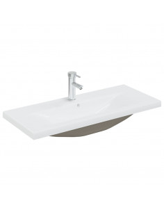 Mobile con Lavabo Integrato Bianco Lucido in Legno Multistrato