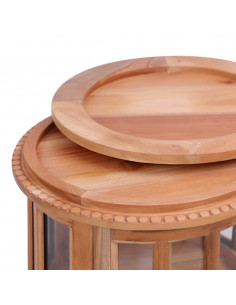 Mobile con Vetrina Naturale 50x50x76 cm in Mogano Massello