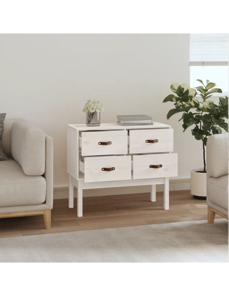 Mobile Consolle Bianco 90x40x78 cm in Legno Massello di Pino