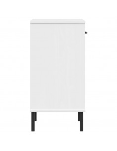Mobile Consolle Gambe Metallo Bianco Legno Massello Pino OSLO