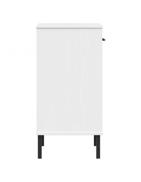 Mobile Consolle Gambe Metallo Bianco Legno Massello Pino OSLO