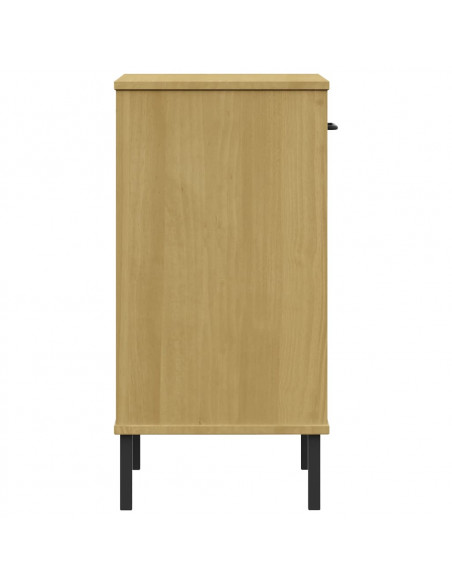 Mobile Consolle Gambe Metallo Marrone Legno Massello Pino OSLO