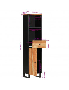 Mobile da Bagno 38x33x160 cm in Legno Massello di Acacia