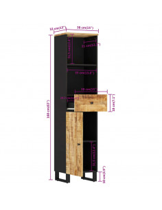 Mobile da Bagno 38x33x160 cm in Legno Massello di Mango
