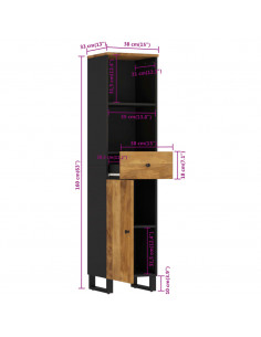 Mobile da Bagno 38x33x160 cm in Legno Massello di Mango