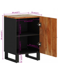 Mobile da Bagno 38x33x58cm Legno Massello di Recupero