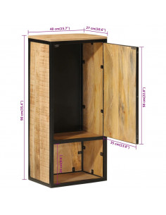 Mobile da Bagno 40x27x90 cm in Legno Massello di Mango e Ferro