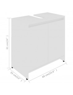 Mobile da Bagno Bianco 60x33x61 cm in Legno Multistrato