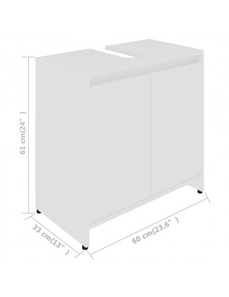 Mobile da Bagno Bianco 60x33x61 cm in Legno Multistrato