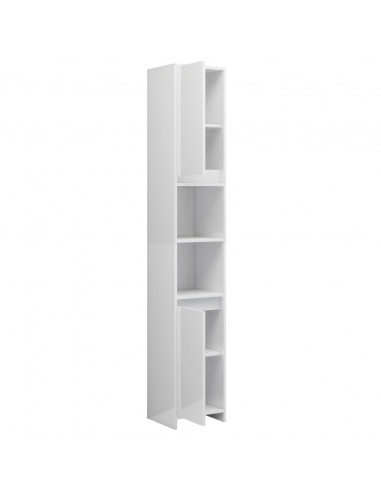 Mobile da Bagno Bianco Lucido 30x30x183,5 cm Legno Multistrato