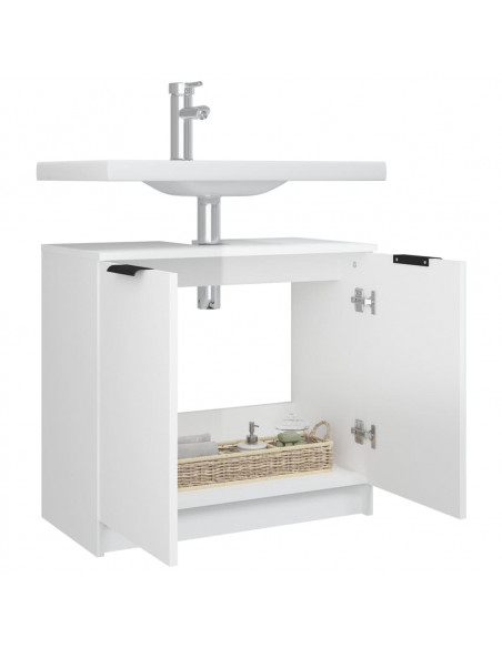 Mobile da Bagno Bianco Lucido 64,5x33,5x59 cm Legno Multistrato