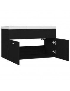 Mobile da Bagno con Lavabo Integrato Nero in Truciolato