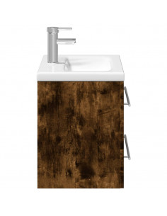Mobile da Bagno con Lavabo Integrato Rovere Fumo